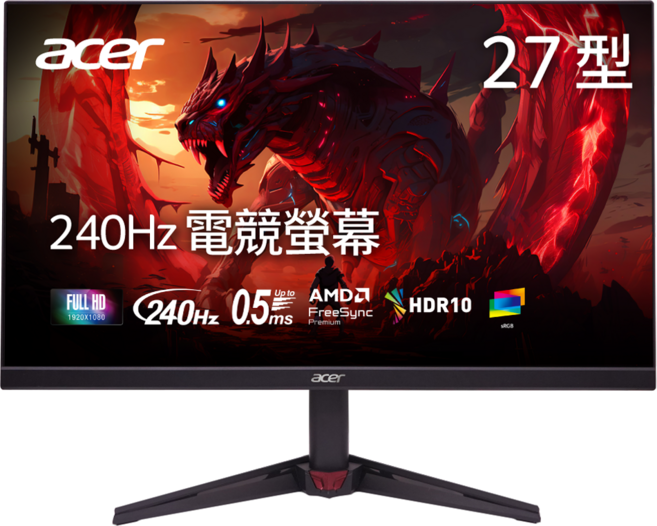 acer 宏碁 桌上型螢幕 (27吋/FHD/IPS/240Hz), 27吋, VG270 W3