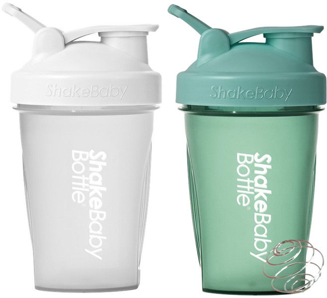 Shake Baby 搖搖杯2件組+攪拌球, 白色+綠色, 600ml, 1組