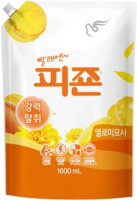 피죤 레귤러 섬유유연제 옐로미모사향 리필, 1.6L, 1개 - 쿠팡