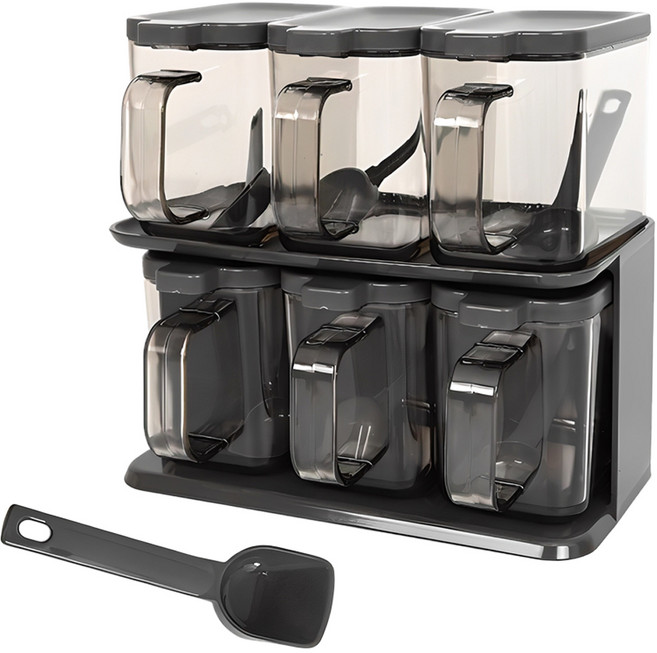 모던 양념통 세트, 1개, 양념통 430ml x 6p + 스푼 6p + 케이스