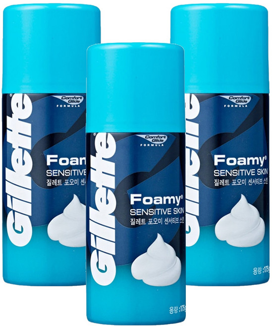 질레트 포오미 센서티브 스킨 쉐이빙 폼, 175g, 3개
