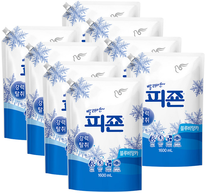 피죤 레귤러 섬유유연제 블루비앙카 리필, 1.6L, 8개