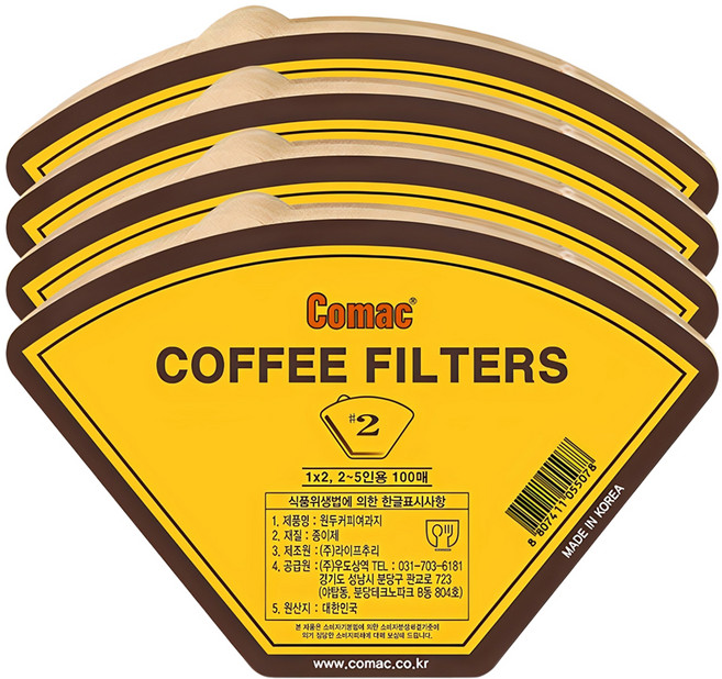 코맥 원두커피여과지 2, 100개입, 4개