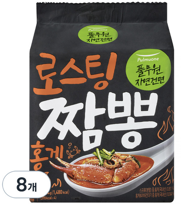 풀무원자연건면 로스팅 짬뽕 홍게 4인 99.6g, 8개