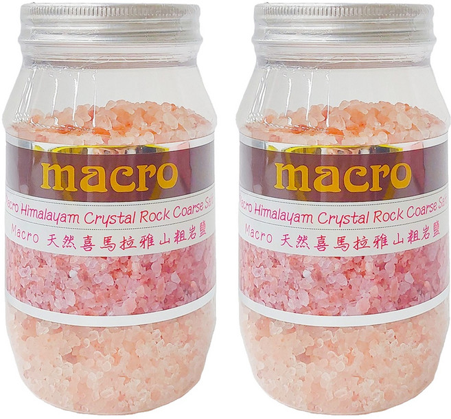 Macro 天然喜馬拉雅山粗岩鹽, 450g, 2罐