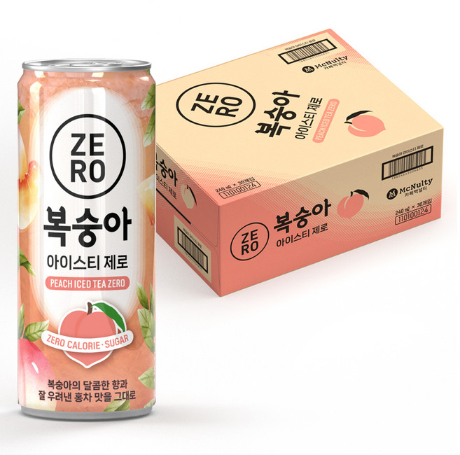 맥널티커피 복숭아 아이스티 제로 RTD, 240ml, 30개