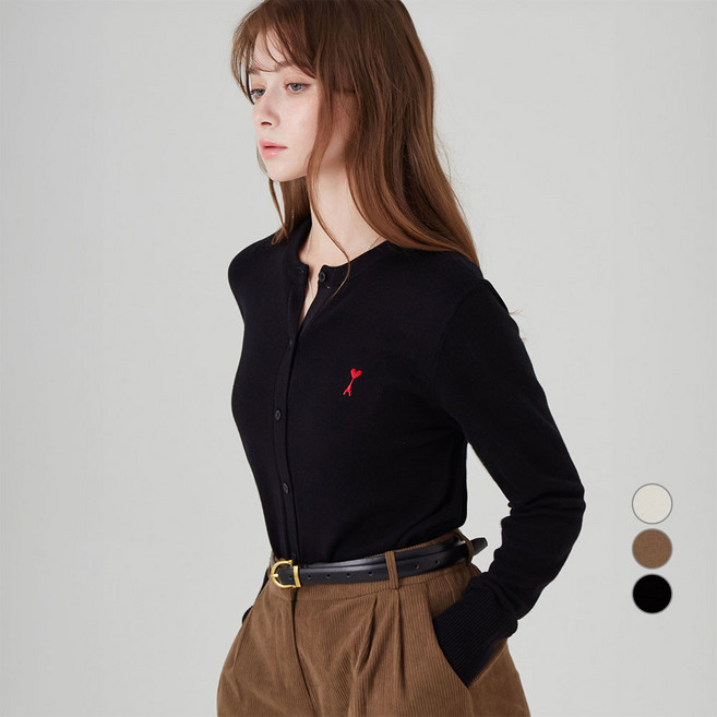 8위 - ELLE PARIS 여성용 로고 자수 라운드넥 기본 가디건