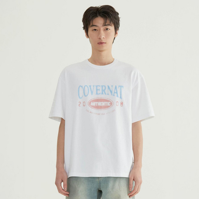 커버낫 남성용 브러시 레터링 그래픽 면 티셔츠