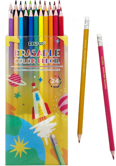 쿠말 잘 지워지는 색연필 24종 세트, 1세트, 24색