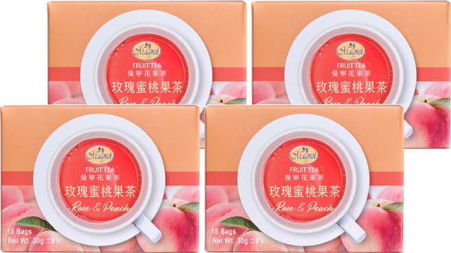 Magnet 曼寧 玫瑰蜜桃水果茶, 2g, 15包, 4盒