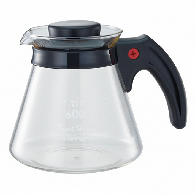 Pearl Horse 寶馬 雅典耐熱壺 600ml 耐熱玻璃壺 沖茶壺 咖啡壺 花茶壺, 1個, 透明色 + 黑色