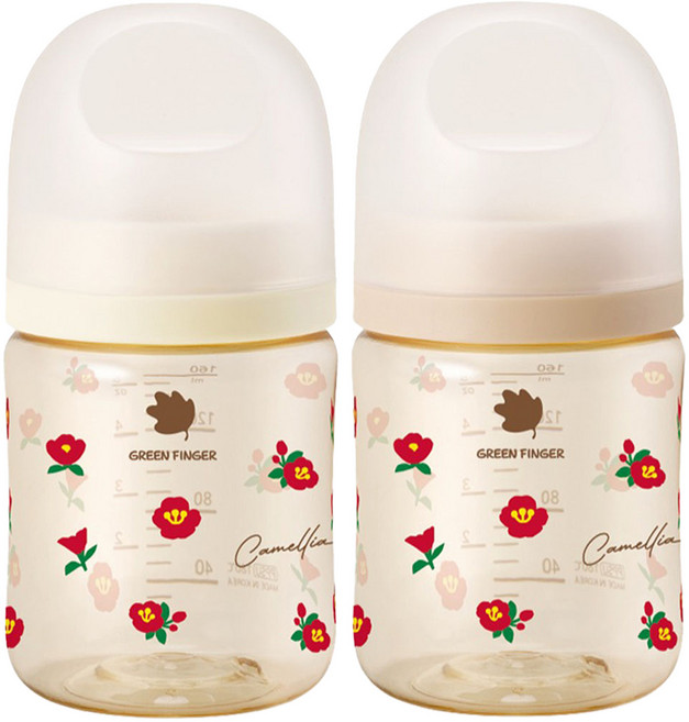 베베그로우 PPSU 노꼭지 젖병 트윈팩, 동백꽃, 160ml, 1세트