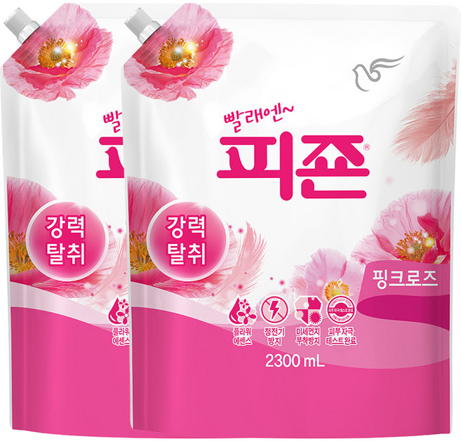 피죤 레귤러 섬유유연제 핑크로즈 리필, 2.3L, 1개입, 2개