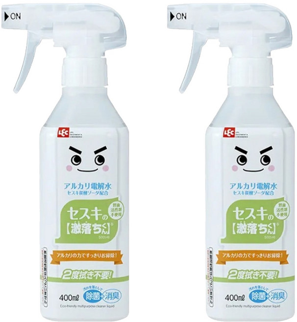LEC 激落君 倍半碳酸鹼性電解水家用清潔劑 400ml 除菌消臭 無需二次清潔劑, 2瓶