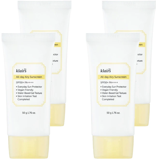 클레어스 올 데이 에어리 선크림 SPF50+ PA++++, 50g, 4개 - 쿠팡