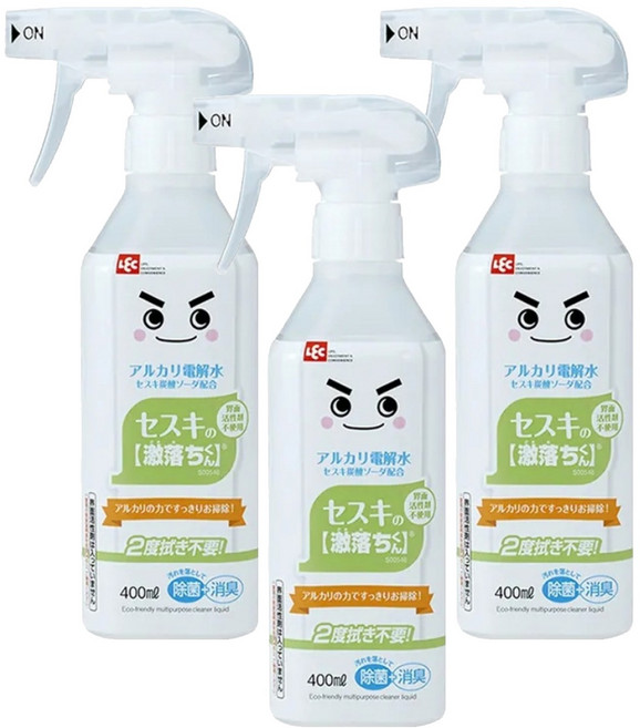 LEC 激落君倍半碳酸鹼性電解水家用清潔劑, 400ml, 3瓶