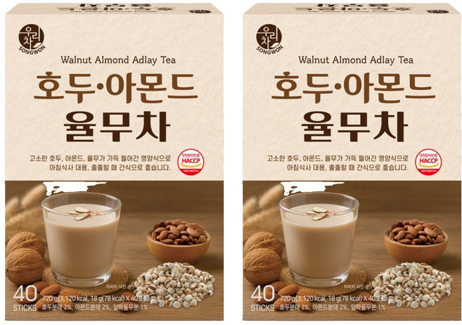 우리차 호두 아몬드 율무차, 18g, 40개입, 2개