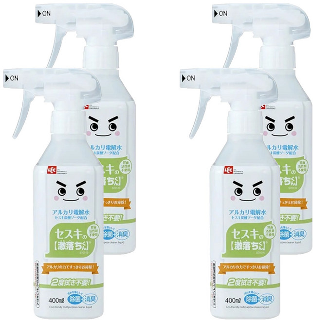 LEC 激落君倍半碳酸鹼性電解水家用清潔劑, 400ml, 4瓶