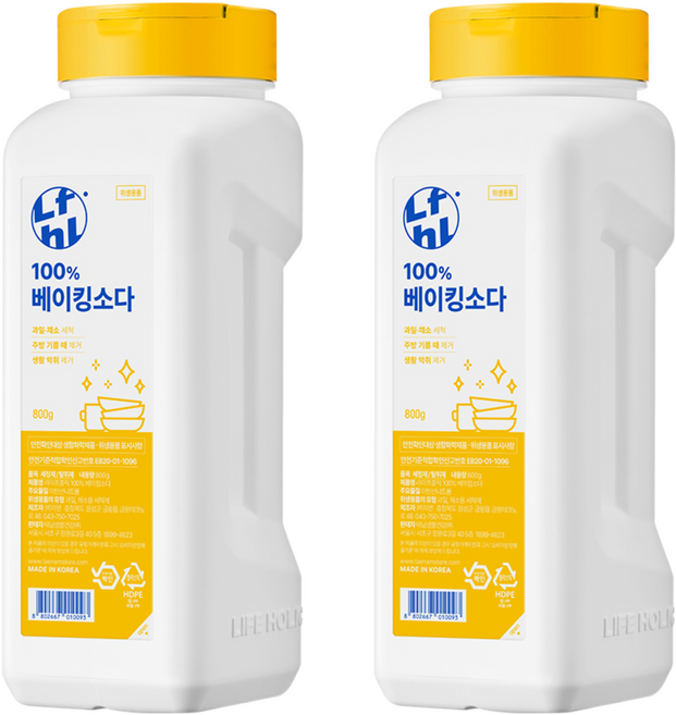라이프홀릭 100% 베이킹소다, 800g, 2개