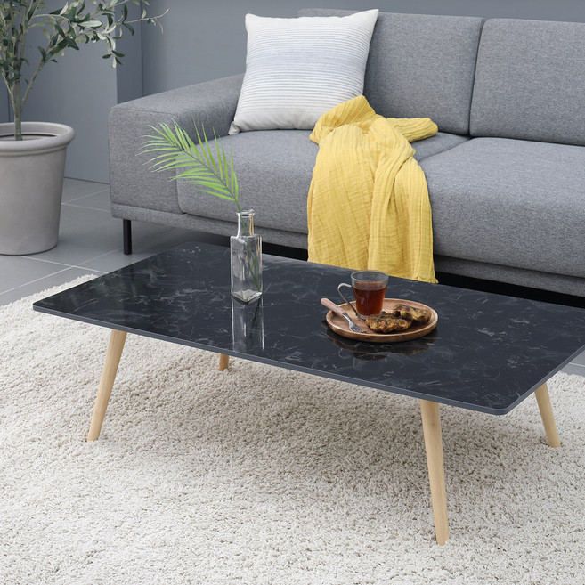 아이캔컴퍼니 국내생산 루미너스 1200 LPM 원목다리 거실테이블, 블랙마블