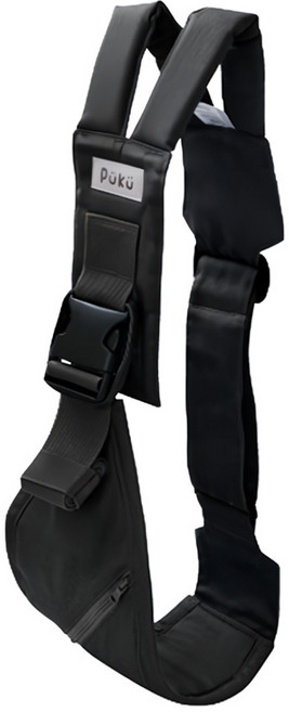 PUKU 藍色企鵝 Hugme 抱抱斜肩揹帶 加厚分肩設計 減壓更舒適 前後無段式雙調節 雙重防掉安全繩, 1條, 黑色