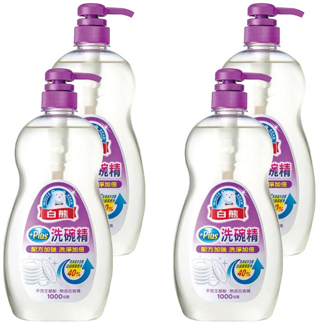 白熊 PLUS洗碗精 配方加強, 1kg, 4瓶