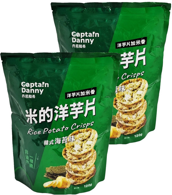 Captain Danny 丹尼船長 米的洋芋片 韓式海苔味, 120g, 2包