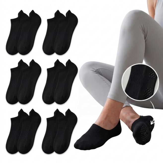 플로우데이 논슬립 미끄럼방지 필라테스 발목 요가양말 6켤레
