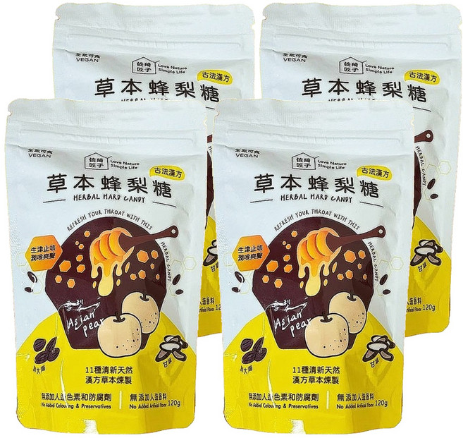 Love Nature Simple Life 依琦匠子 草本蜂梨糖分享包 原味口味, 120g, 4包
