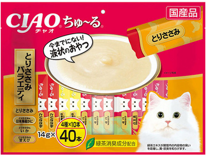 INABA CIAO 啾嚕 肉泥 40入, 雞肉綜合口味, 560g, 1袋