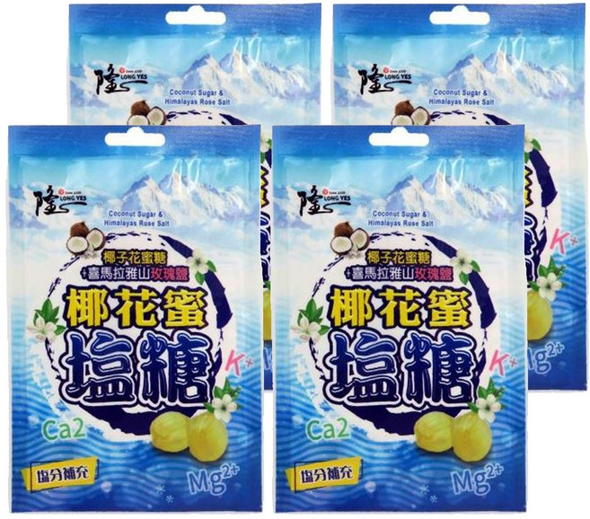Longyes 隆一 椰花蜜玫瑰鹽糖, 100g, 4包