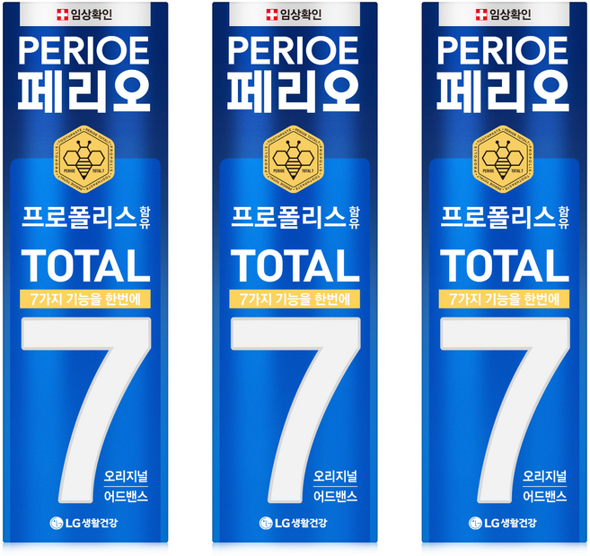 페리오 토탈7 오리지널 어드밴스 치약, 140g, 3개
