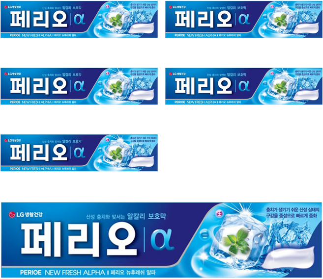 페리오 뉴후레쉬 알파 치약, 185g, 6개
