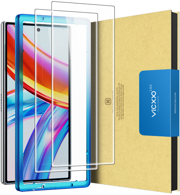 빅쏘 고투명 9H 부착가이드 갤럭시 외부 전면 강화유리 휴대폰 액정보호필름 2매, 1세트