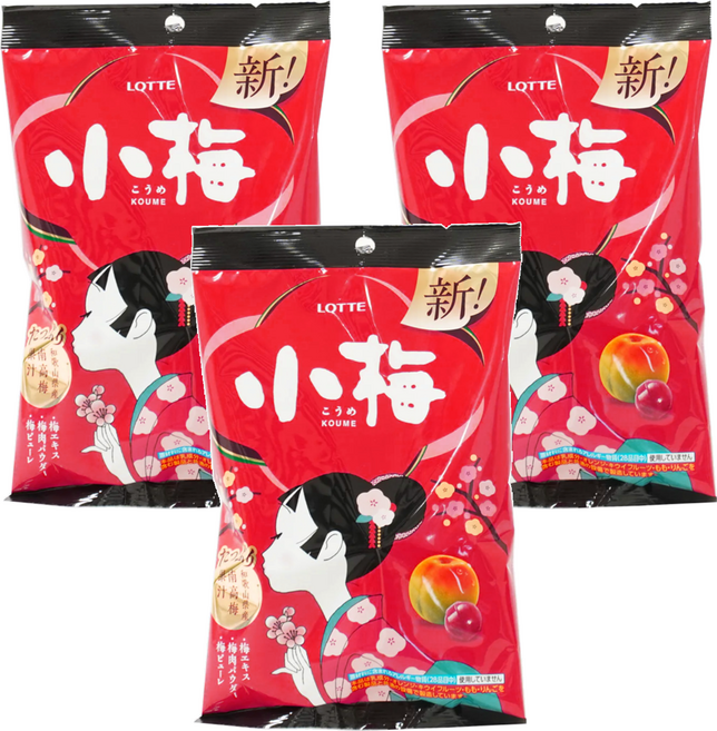 LOTTE 樂天 小梅 梅子風味糖, 56.7g, 3袋