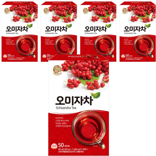 우리차 오미자차, 17g, 50개입, 5개