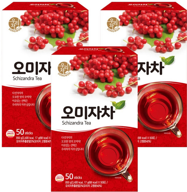 우리차 오미자차, 17g, 50개입, 3개