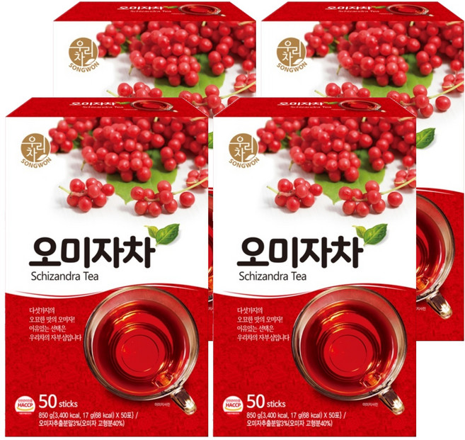 우리차 오미자차, 17g, 50개입, 4개