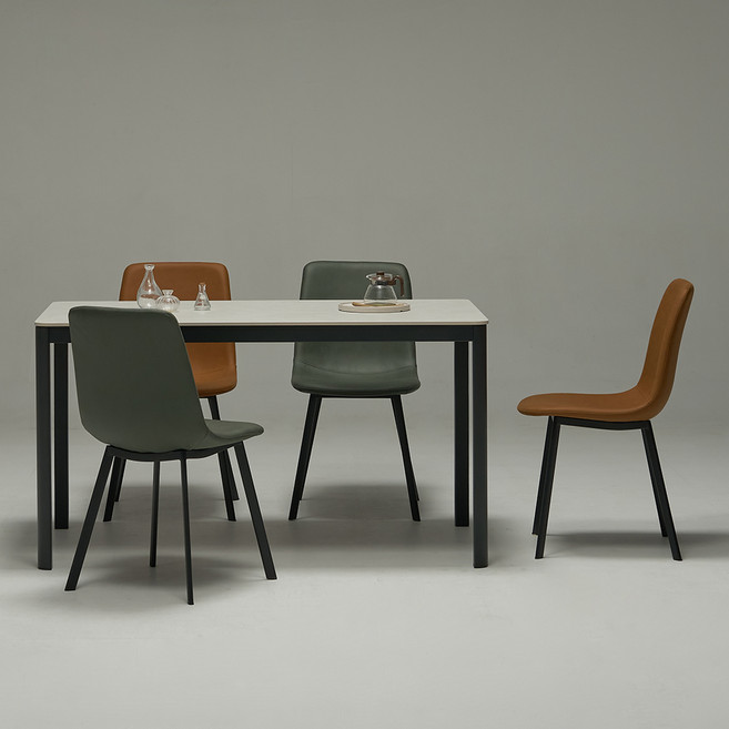 보니애가구 에븐 포세린 식탁 1100 + 허쉬 의자4p 세트 4인용 방문설치, 상판(아티쿠스그레이), 의자(퍼니그린2p+브라운2p), 일반의자 4