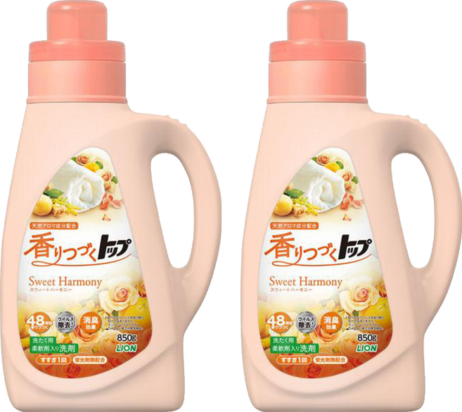 LION 獅王 Top 香氛柔軟濃縮洗衣精 甜蜜花果香, 850g, 2瓶