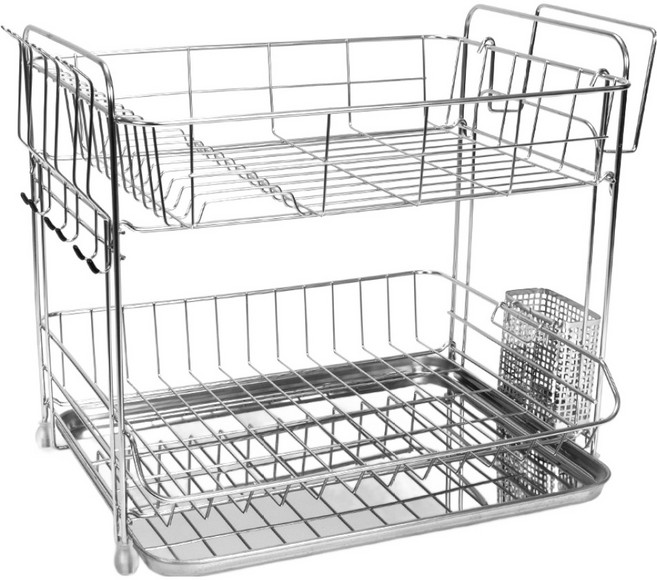 4BNK 스텐 식기건조대 B형, 2단, 실버, 1개