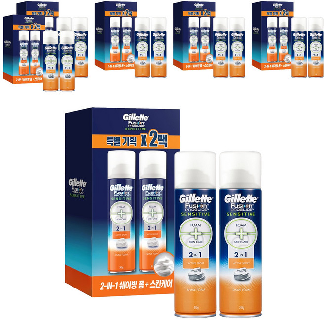 질레트 프로글라이드 액티브 스포츠 쉐이빙 폼, 245g, 12개