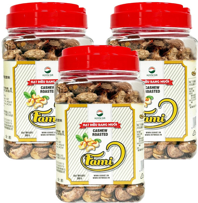 AJI OKASHI 味覺百撰 越南鹽味帶皮腰果, 3罐, 380g