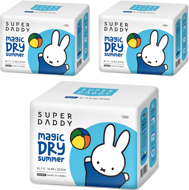 슈퍼대디 미피 썸머 팬티형 기저귀, 특대형(XL), 66매