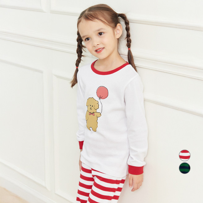 롤리트리 아동용 30수 후라이스 포인트 ST 9부 실내복 상하의 세트