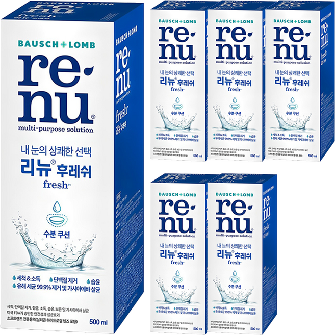 리뉴 후레쉬 렌즈 세정액, 500ml, 6개