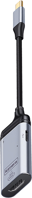 Kamera 佳美能 Type-C 轉 HDMI 母 影音訊號轉換線 4K 60Hz PD充電, 170mm, 銀色 + 黑色, 1個