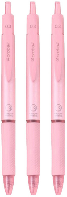 PILOT 百樂 Acroball 輕油筆 T系列 0.3mm 藍芯 珊瑚粉 時尚書寫筆, 3支