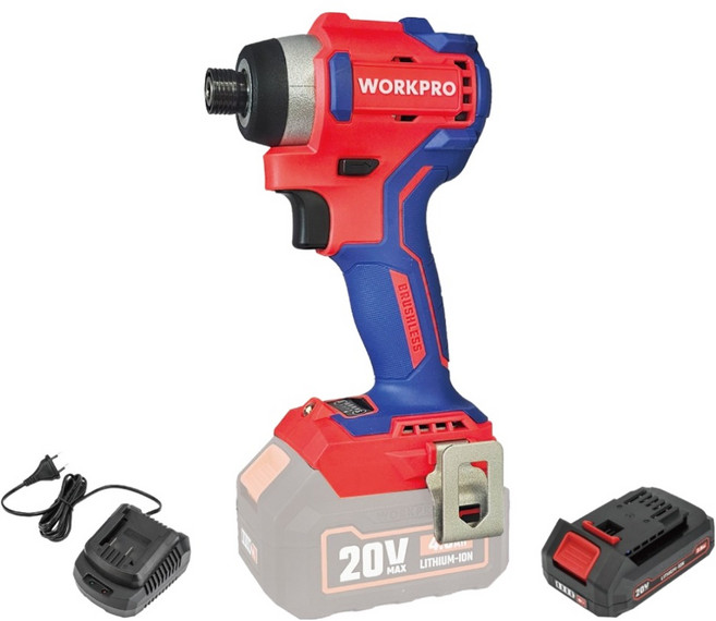 워크프로20V 충전임팩 드라이버 + 베터리 + 충전기 세트 2.0ah WP390101, 1세트