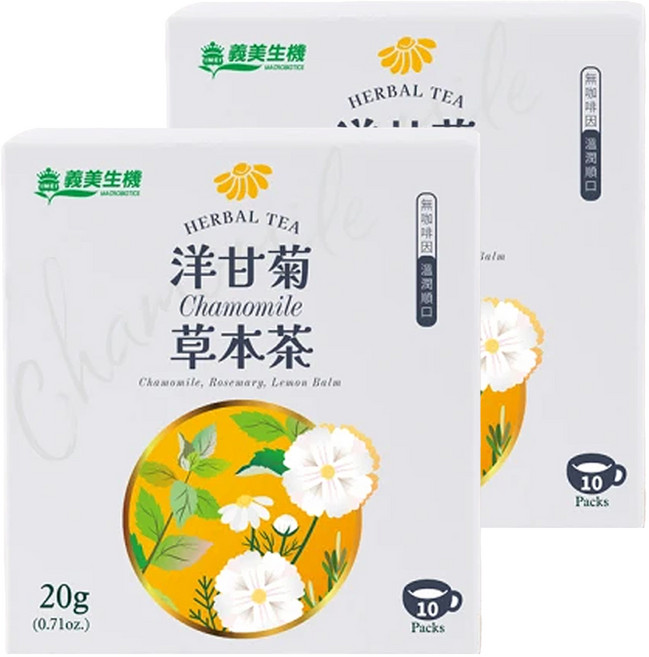 義美生機 洋甘菊草本茶, 2盒, 10包, 2g